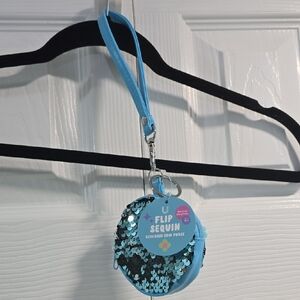 Ustyle Shimmering Blue Sequin Keychain Coin Purse